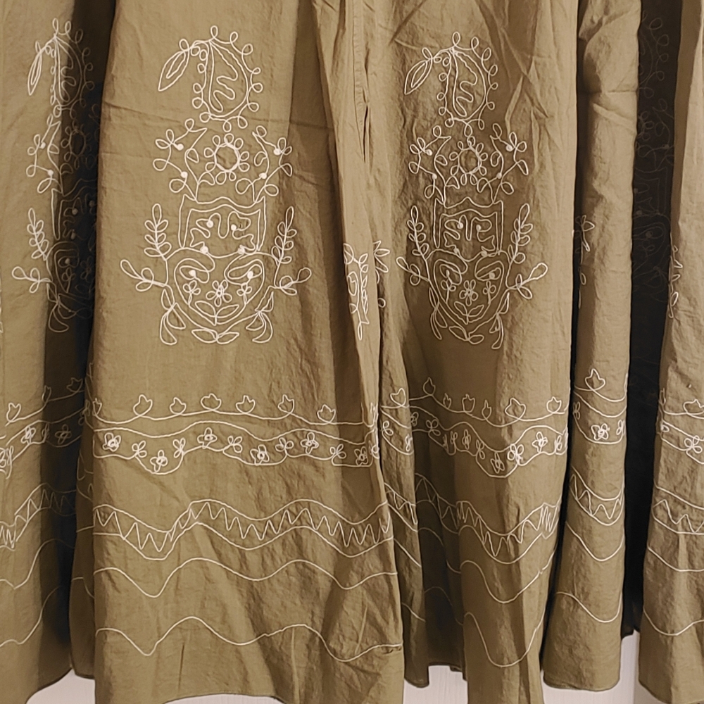 Green Embroidered Skirt